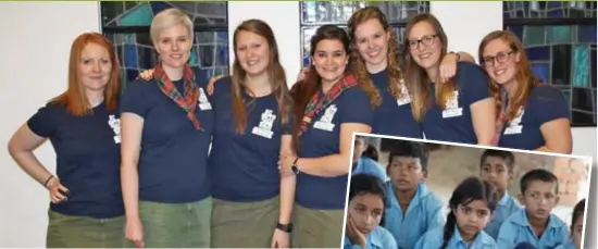  ?? FOTO ZB ?? Enkele Scouts van Eversel die in Nepal een school helpen bouwen. V.l.n.r. Annelies Beutels, Katrien Beutels, Celina Vandebroek, Ischa Abdellah, Lies Vanderheid­en, Lisa Swinnen en Ise Kenis.