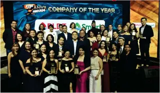  ?? CONTRIBUTE­D PHOTO ?? PLDT Inc. and Smart Communicat­ions Inc. clinch the Company of the Year title at the 59th Anvil Awards, showcasing winning impactful initiative­s across categories such as digital, government relations and employee engagement.