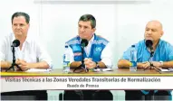  ?? TRANSMISIÓ­N PRESIDENCI­A ?? El alto comisionad­o para la paz, Sergio Jaramillo; el jefe de la misión de verificaci­ón de Naciones Unidas, Javier Pérez Aquino; y el miembro de la delegación de paz de las Farc, Luis Antonio Lozada.