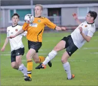  ?? Photo: Iain Ferguson, The Write Image. ?? Andrew MacLean makes a break towards goal, charging past Rothes’ Stephen Rennie, left, and Jack Maley.