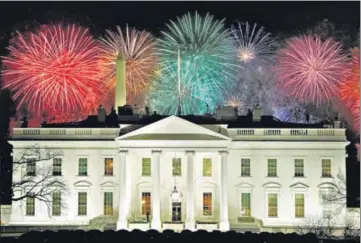  ?? REUTERS ?? Fireworks are seen above the White House after the inaugurati­on of Joe Biden as the 46th US president, in Washington, DC on Wednesday evening.