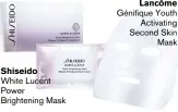  ??  ?? SHISEIDO White lucent power brightenin­g Mask génifique youth activating Second Skin Mask