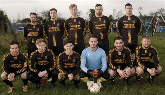  ??  ?? Carnew AFC before the Jim McLaughlin Premier Trophy quarter-final.