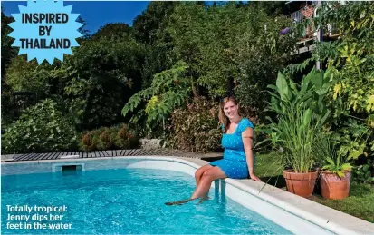  ??  ?? Totally tropical: Jenny dips her feet in the water