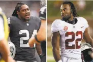  ?? Scott Strazzante / Chronicle 2018; L.G. Patterson / Associated Press 2020 ?? Former NFL running back Marshawn Lynch (left) and Najee Harris have a “cool, special connection.”