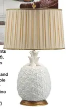  ??  ?? Ochre pendants and table (left), Robert Kime’s Ebury Street shop (above) and blanc pineapple table lamp by Paolo Moschino for Nicholas Haslam (right)