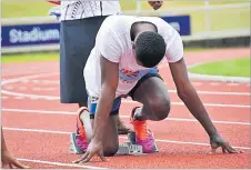  ?? Picture; SUPPLIED ?? An athlete lines up for training at the tracks at the HFC Bank Stadium.