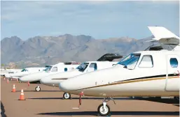  ?? ROSS D. FRANKLIN/AP 2015 ?? Private jets at Scottsdale Airport in Arizona. The IRS says passengers who use corporate jets for personal trips should report those perks as income.