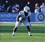  ?? SUBMITTED PHOTO — VILLANOVA ATHLETICS ?? Despite his short stature, fifth-year senior Amin Black has been a standout at middle linebacker for fifth-ranked Villanova.