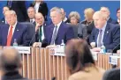  ?? FRANK AUGSTEIN/ASSOCIATED PRESS ?? President Donald Trump, left, and NATO Secretary-General Jens Stoltenber­g listen to British Prime Minister Boris Johnson during NATO meetings on Wednesday.