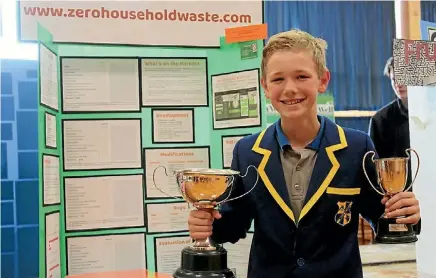  ?? KATRINA TANIRAU ?? Matamata Intermedia­te School’s Logan Crispe took out the prizes for Best in Fair and Best Technology Award at the East Waikato Science and Technology Fair.