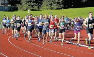  ??  ?? ●● Some of the 650 runners going through their paces in this year’s Macclesfie­ld Half Marathon, which raised funds for East Cheshire Hospice