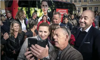  ?? Photograph: Mads Claus Rasmussen/AP ?? Mette Frederikse­n meets supporters in Køge, Denmark.