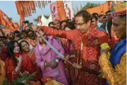  ?? — PTI ?? Shiv Sena chief Uddhav Thackeray at Lakshman Qila in Ayodhya on Saturday, ahead of the VHP’s Ram temple event on Sunday.