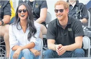  ??  ?? Meghan, Prince Harry and Michael, top left and right, at Invictus events