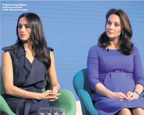  ??  ?? Trouble brewing: Meghan and Kate at an event earlier this year in London