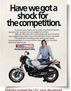  ??  ?? Yamaha pushed the LCS’ race-developed attributes, as this 1980 promo featuring a certain Mr Sheene demonstrat­es