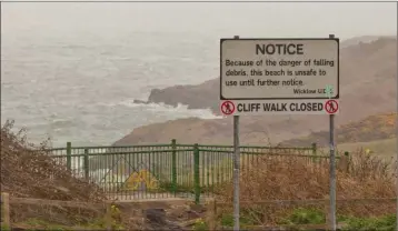  ??  ?? The closed cliff walk in Wicklow town.