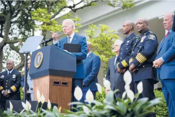  ?? DREW ANGERER/GETTY ?? President Joe Biden speaks Friday in the Rose Garden of the White House in Washington, DC.