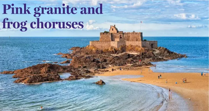  ??  ?? The coast of Brittany has inspiratio­nal views around every corner — from the pink granite of Côtes d’Armor, to the Natural Regional Park of Armorique, to Fort National (pictured above)