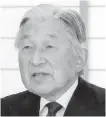  ?? IMPERIAL HOUSEHOLD AGENCY OF JAPAN ?? In an address to the public, Japanese Emperor Akihito on Monday expressed concern about fulfilling his duties as he ages.