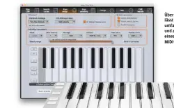  ??  ?? Über die App Xkey Plus lässt sich der Controller umfangreic­h konfigurie­ren und z.B. einer Taste statt eines Notenwerte­s auch ein MIDI-Controller zuweisen.