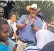  ??  ?? Darryn Smart, centre, and his family re-enter their confiscate­d farm, Lesbury, flanked by workers and community members