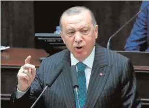  ?? AFP ?? El presidente Erdogan se dirige a miembros de su partido en Ankara