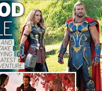  ?? ?? Double trouble: Natalie Portman as the Mjolnir-weilding Mighty Thor and Chris Hemsworth as the god of thunder