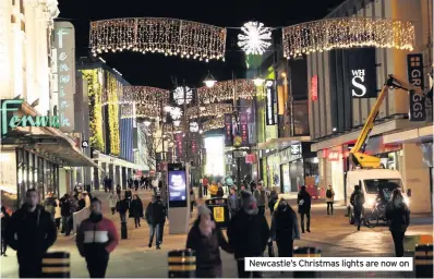  ??  ?? Newcastle’s Christmas lights are now on