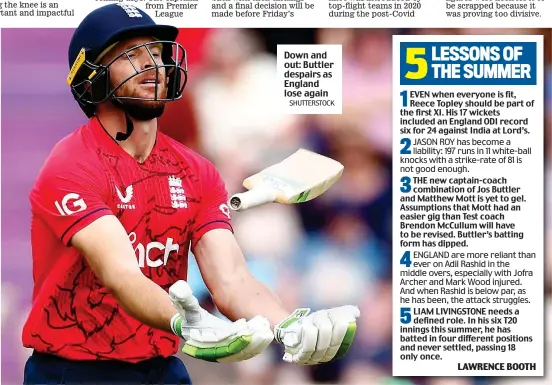  ?? SHUTTERSTO­CK ?? Down and out: Buttler despairs as England lose again