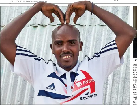  ?? ?? LOOKING LIKE A LEGEND: Mo Farah’s twin Hassan copies his brother’s famous ‘Mobot’ pose