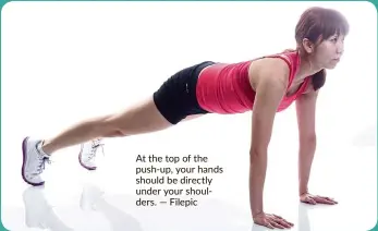  ?? — Filepic ?? At the top of the push-up, your hands should be directly under your shoulders.