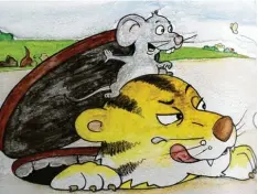  ?? Illustrati­on: Billaspieg­elhauer ?? Maus und Tiger tauchen unter dem Gullydecke­l auf.