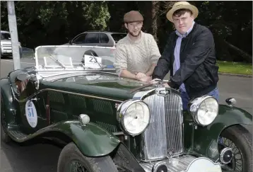  ??  ?? Luke Bailey and Christophe­r McDonagh who were driving a 1936 Triumph Dolomite.