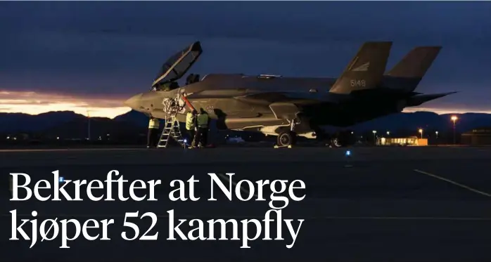  ?? FOTO: NED ALLEY, NTB SCANPIX ?? LANDET: For ett år siden landet de tre første F-35 kampflyene på Ørlandet i Trøndelag.