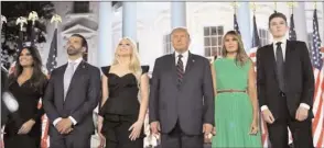  ?? The Associated Press ?? Members of the First Family stand in front of The White House watching fireworks near the conclusion of Thursday’s Republican National Convention.