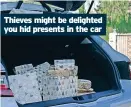  ?? ?? Thieves might be delighted you hid presents in the car