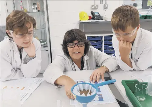  ??  ?? CHEMICAL REACTIONS: Youngsters are introduced to science at the BASF kids lab in Bradford. BASF is one of the supporters of Bradford Manufactur­ing Week.