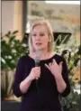  ?? MEG KINNARD—ASSOCIATED PRESS ?? U.S. Sen. Kirsten Gillibrand speaks at a women’s luncheon Reed hosted for her in Columbia, S.C, on Saturday, Feb. 9, 2019. The New York Democrat is spending three days in the critical early-voting state of South Carolina as she explores a 2020 run for president.