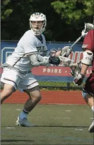  ?? GENE WALSH — MEDIANEWS GROUP ?? La Salle’s Zachary Coar takes a shot at the net against St. Joe’s Prep on Friday.