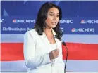  ?? SAUL LOEB/AFP VIA GETTY IMAGES ?? Rep. Tulsi Gabbard, D-Hawaii, speaks during the fifth Democratic debate in Atlanta.