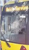  ??  ?? ●»Among the vandal attacks was a rock hurled through a tram windscreen last week