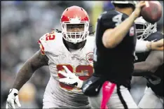  ?? GETTY IMAGES ?? Despite playing nose tackle and often facing doubleteam blocking in Kansas City’s 3-4 defense, Dontari Poe has 13 career sacks. He’ll team with Grady Jarrett to give the Falcons an imposing interior line.