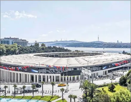  ?? OLI SCARFF/AFP ?? The Besiktas Vodafone Park stadium ahead of the upcoming Uefa Super Cup football match between Liverpool and Chelsea that is set to be played there on Wednesday.