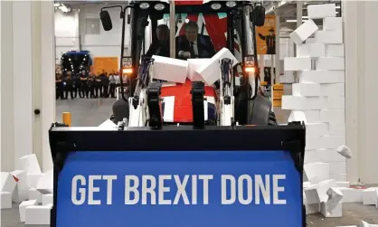  ??  ?? ‘Boris Johnson played the role of no-deal madman with aplomb.’ The PM visits the JCB constructi­on company in December 2019. Photograph: Ben Stansall/AFP/Getty Images