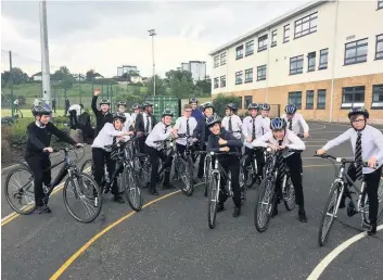  ??  ?? On their bikes This group of Cathkin youngsters enjoyed the recent bike week