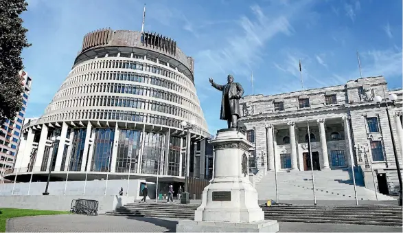  ?? CAMERON BURNELL/FAIRFAX NZ ?? Parliament and the Beehive: workplace of workers whose salary has increased faster than inflation.