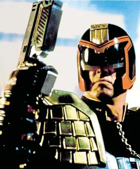  ??  ?? Enforcer: Stallone as Judge Dredd in the film of the same name