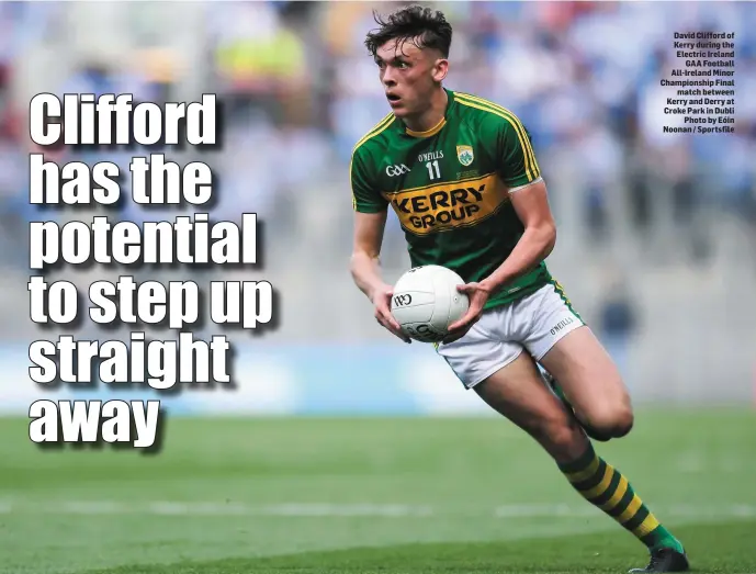  ??  ?? David Clifford of Kerry during the Electric Ireland GAA Football All-Ireland Minor Championsh­ip Final match between Kerry and Derry at Croke Park in Dubli Photo by Eóin Noonan / Sportsfile